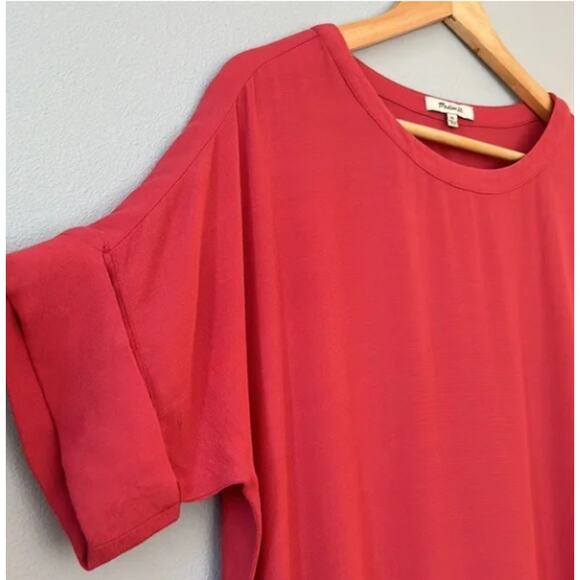 Madewell Journal Dusty Rose T-Shirt Shift Dress With Button Side Slits Plus 2X - Picture 6 of 6